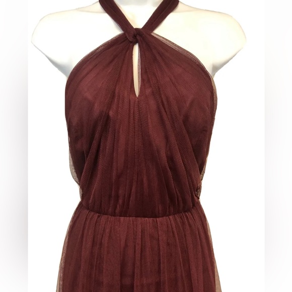 Women’s David’s Bridal Burgundy Halter Long Maxi Dress Size 8 - Picture 5 of 12